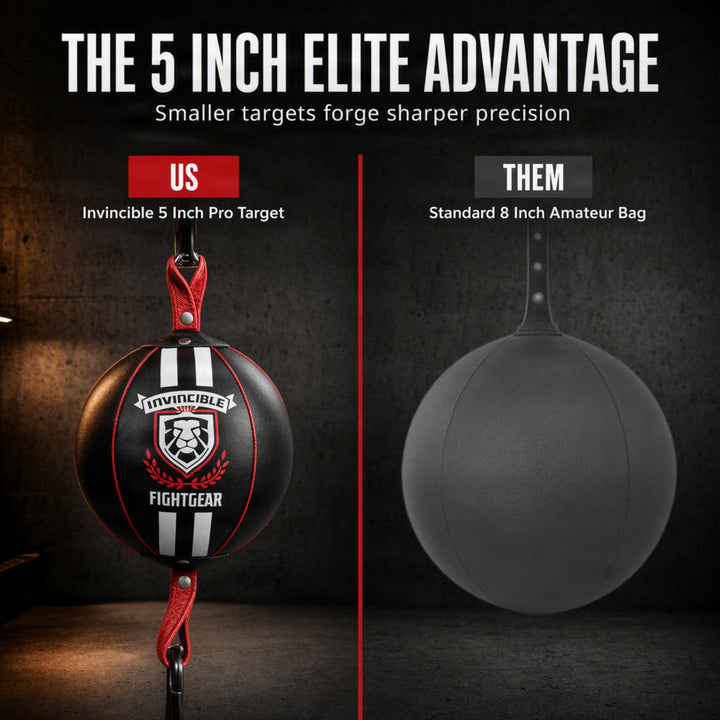 Professional Leather Double End Boxing Bag with Bungee Cords for Boxing, MMA, Muay Thai, Fitness Speed Dodge Reflex Ball, Floor to Ceiling Training