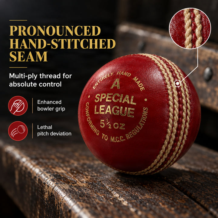 Amber Fight Gear Professional Leather Cricket Ball, Hand-Stitched, Set Options