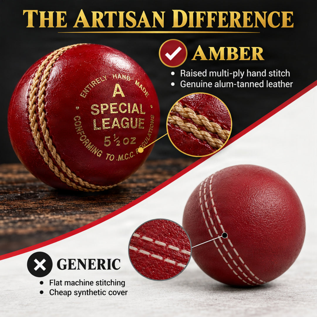 Amber Fight Gear Professional Leather Cricket Ball, Hand-Stitched, Set Options