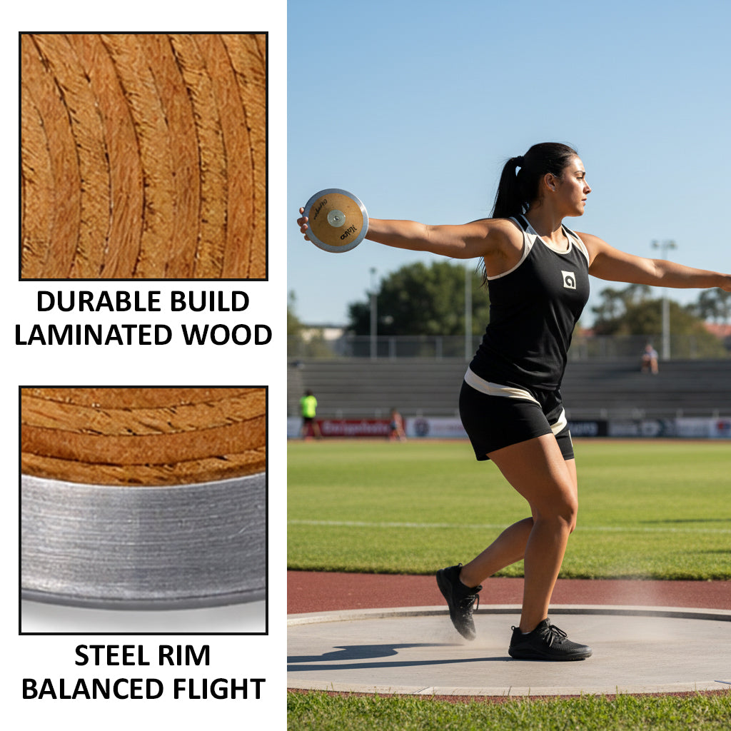 BSN 1kg Wood Discus with Steel Rim - Competition &amp; Practice