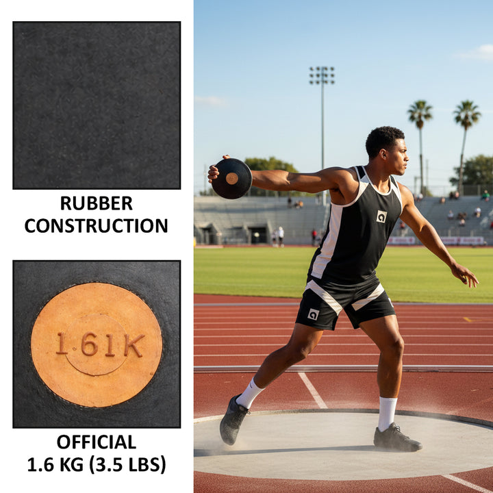 BSN Official Black Rubber Discus - 1.6 KG, NFHS Compliant