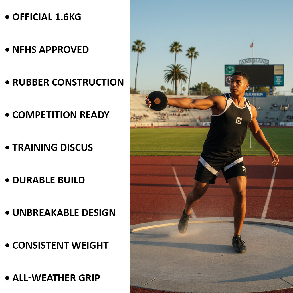 BSN Official Black Rubber Discus - 1.6 KG, NFHS Compliant