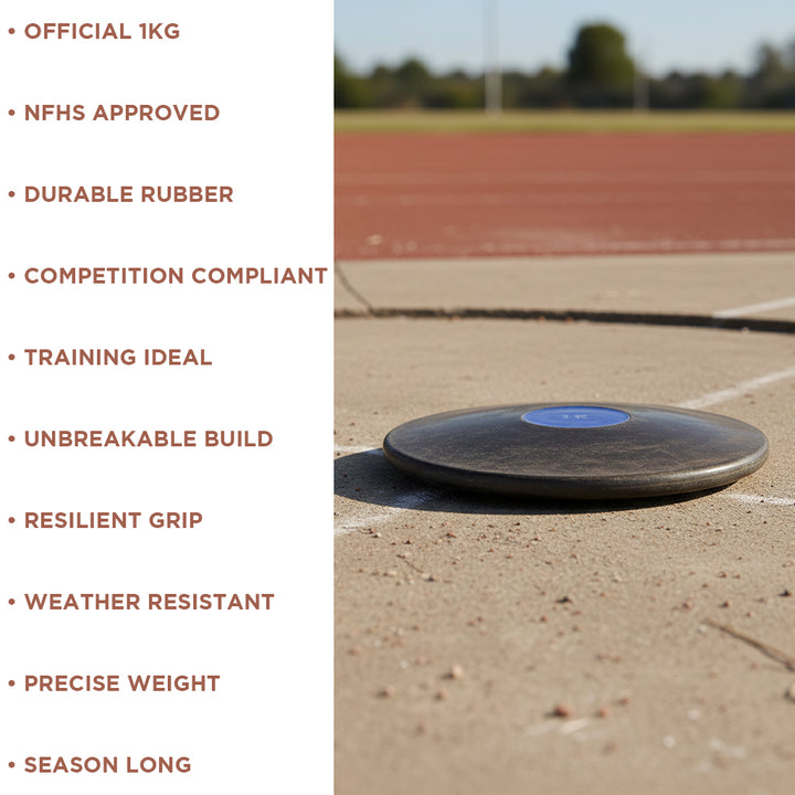 BSN Official Black Rubber Discus - 1 KG, NFHS Compliant