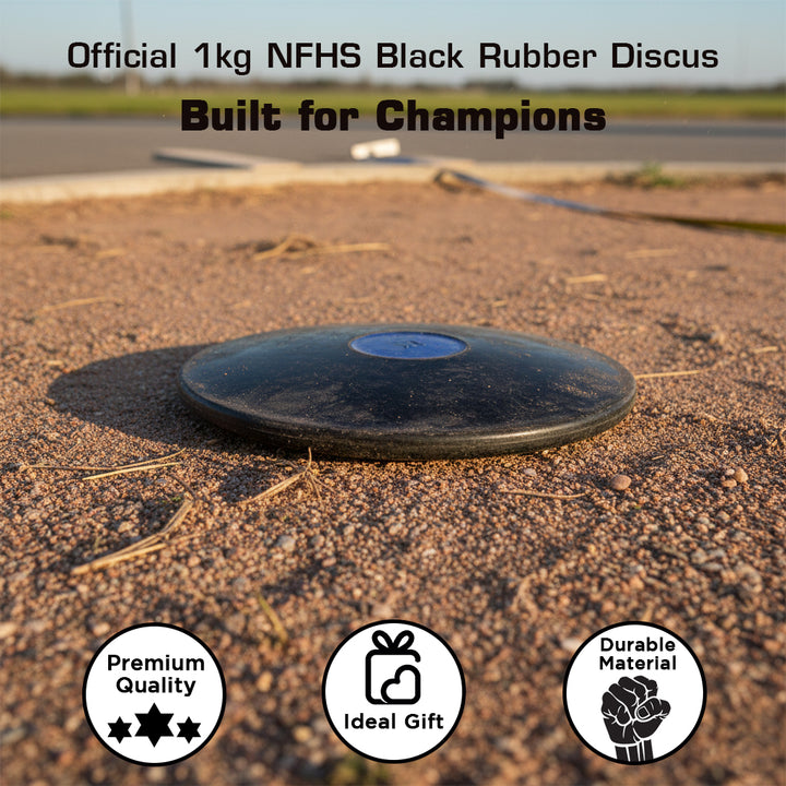 BSN Official Black Rubber Discus - 1 KG, NFHS Compliant