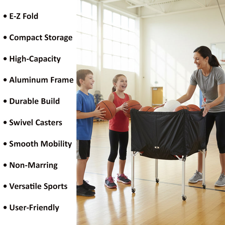 BSN SPORTS E-Z Fold Ball Cart - Collapsible &amp; High-Capacity