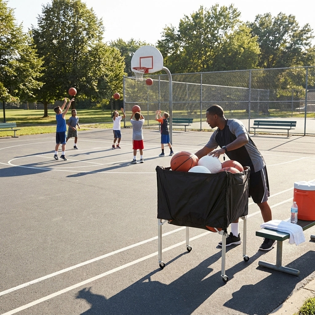 BSN SPORTS E-Z Fold Ball Cart - Collapsible &amp; High-Capacity