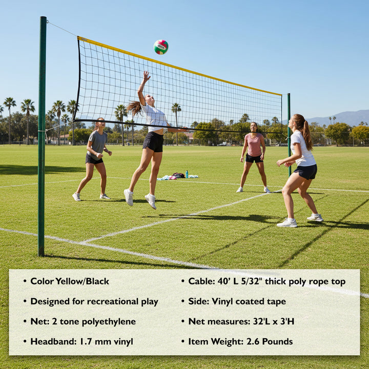 BSN SPORTS Economy Volleyball Net - Black and Yellow