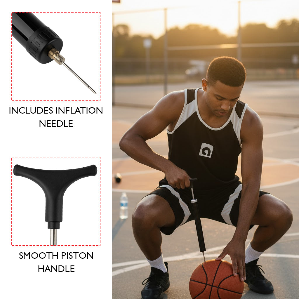BSN SPORTS Steel Hand Inflator - Portable Pump with Needle