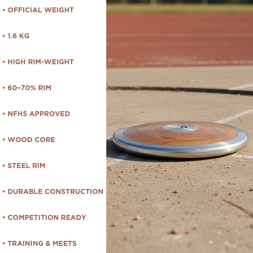 BSN Sports 1.6kg Wood Discus with Steel Rim – NFHS Approved