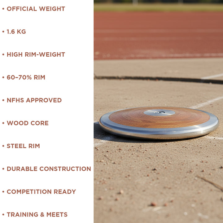 BSN Sports 1.6kg Wood Discus with Steel Rim – NFHS Approved