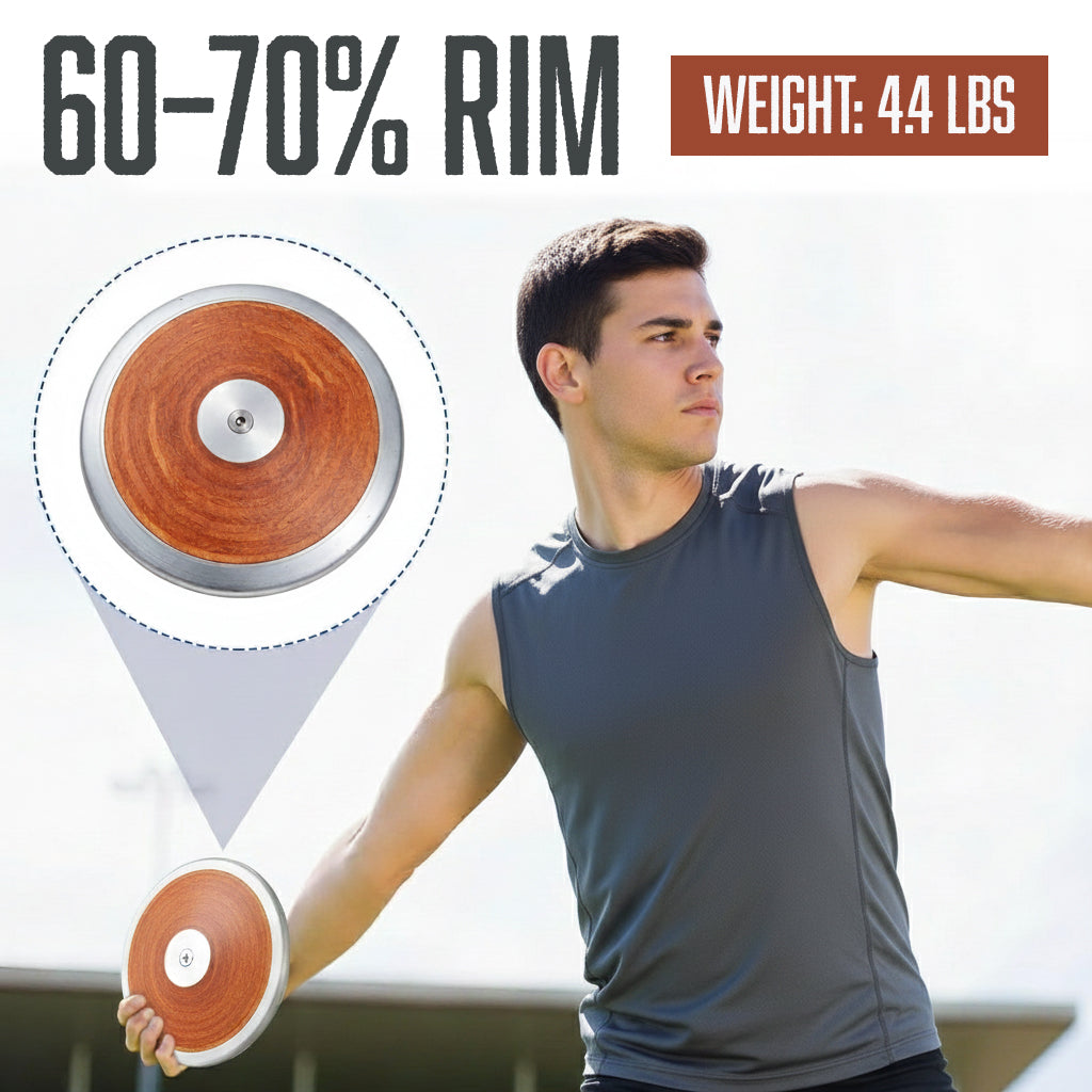 BSN Sports 2kg Wood Discus - NFHS Compliant, 60-70% Rim Weight
