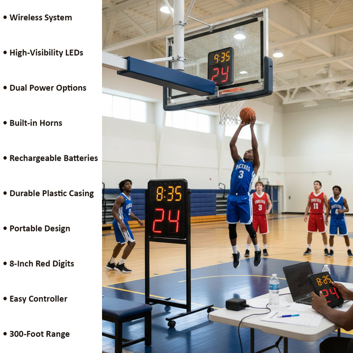 BSN Sports Wireless LED Shot Clocks &amp; Controller - Set of 2