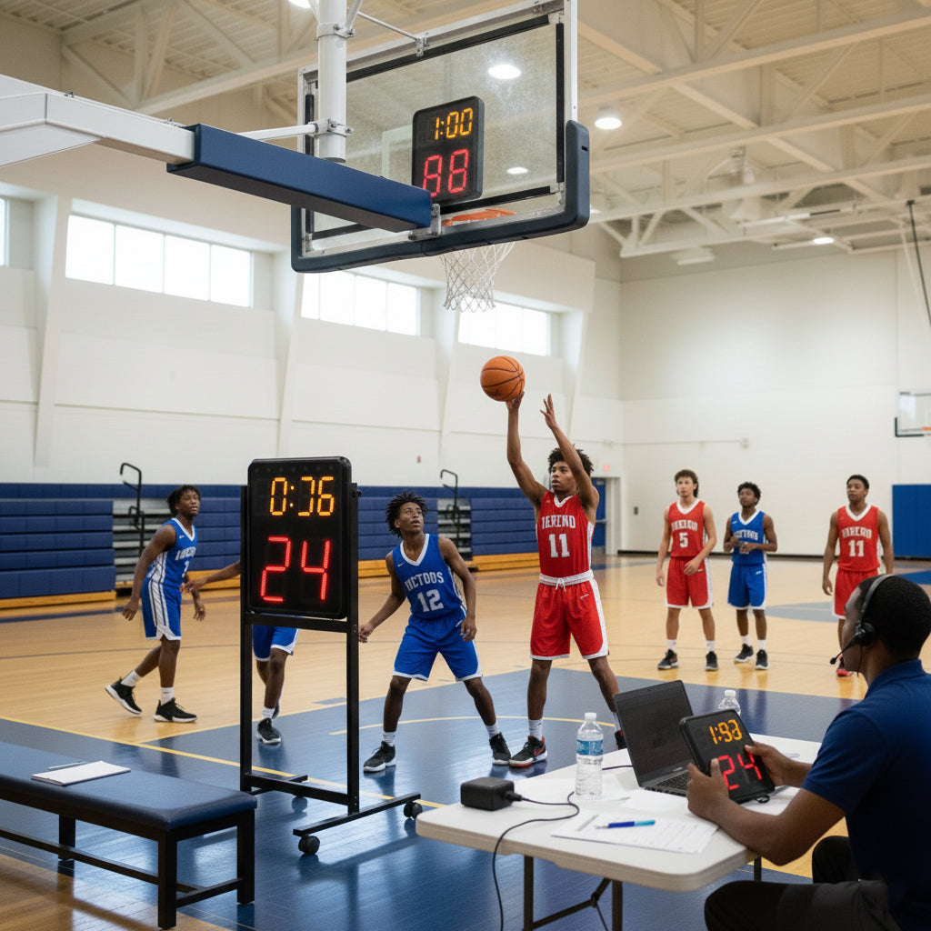 BSN Sports Wireless LED Shot Clocks &amp; Controller - Set of 2
