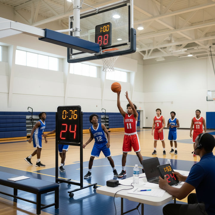 BSN Sports Wireless LED Shot Clocks &amp; Controller - Set of 2