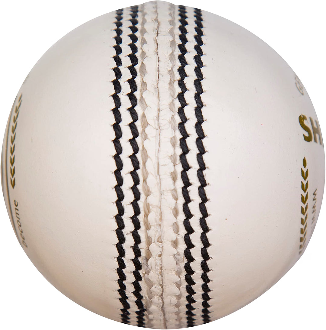 SG Shield 20 Premium Leather Cricket Ball, Grade 2 Core, White &amp; Red