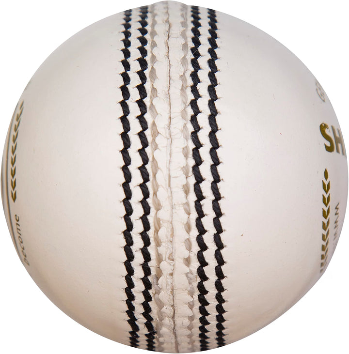 SG Shield 20 Premium Leather Cricket Ball, Grade 2 Core, White &amp; Red