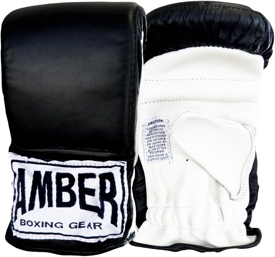 Amber Fight Gear Top-Grain Leather Training Bag Gloves, Pre-Curved Design
