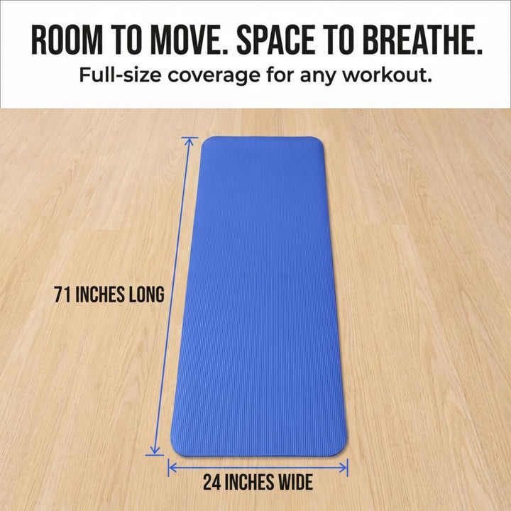 Premium 1/2-Inch Extra Thick Exercise Yoga Mat, Non-Slip Anti-Tear, Carry Strap, Indoor &amp; Outdoor Fitness Mat, 71? Long 24? Wide