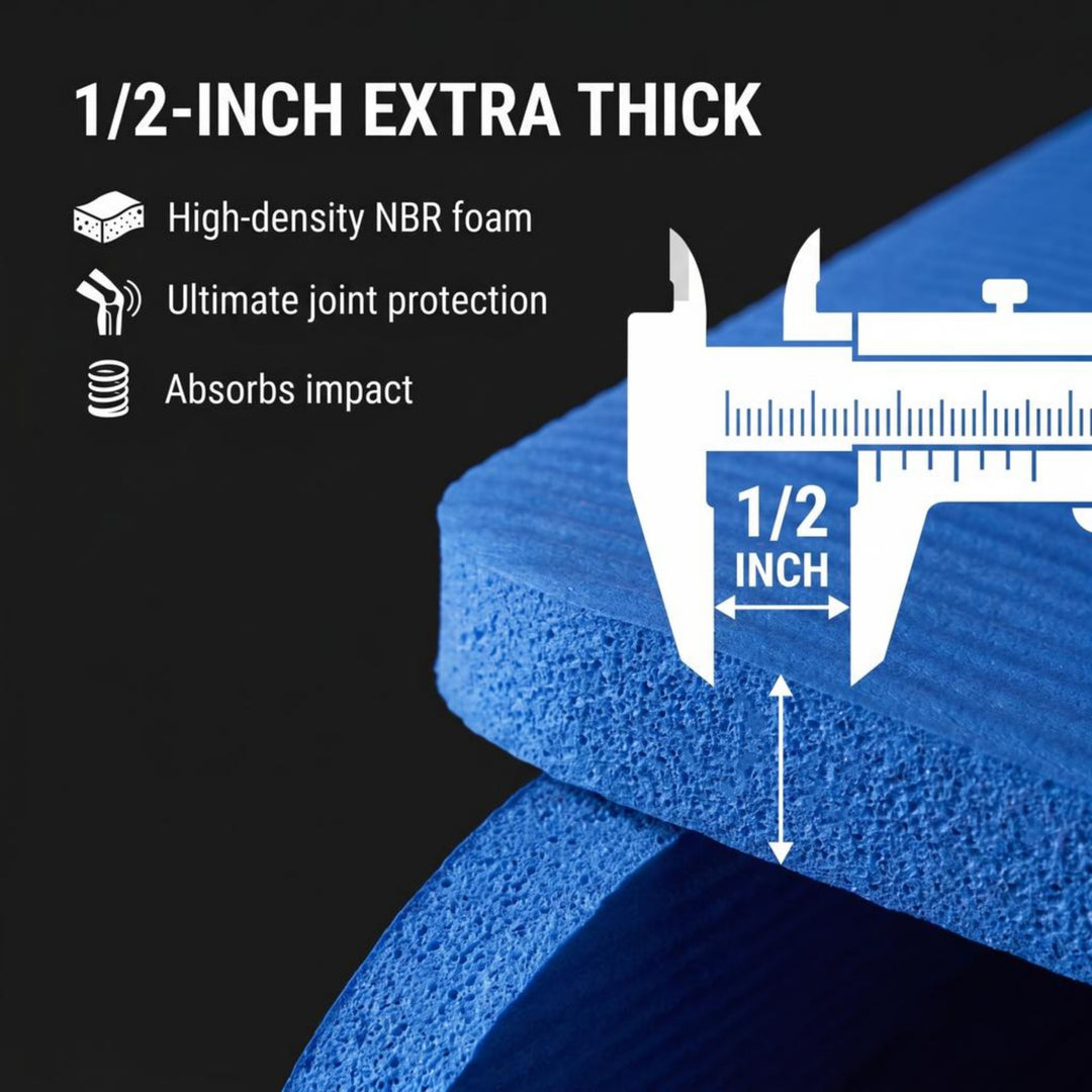 Premium 1/2-Inch Extra Thick Exercise Yoga Mat, Non-Slip Anti-Tear, Carry Strap, Indoor &amp; Outdoor Fitness Mat, 71? Long 24? Wide