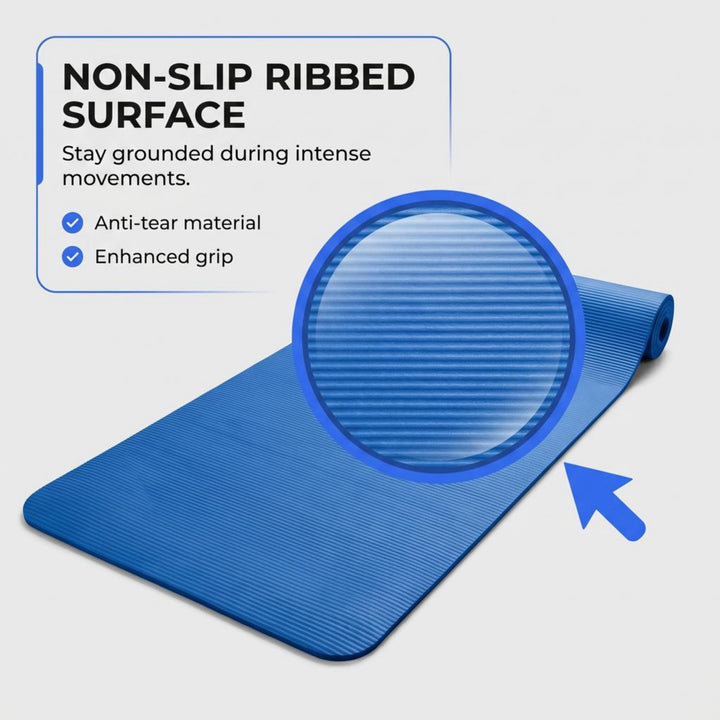 Premium 1/2-Inch Extra Thick Exercise Yoga Mat, Non-Slip Anti-Tear, Carry Strap, Indoor &amp; Outdoor Fitness Mat, 71? Long 24? Wide
