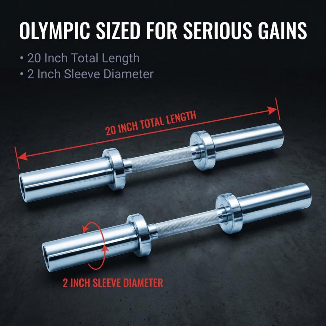 Amber Fight Gear 20 Inch Steel 2 Inch Dumbbell Handles Pair