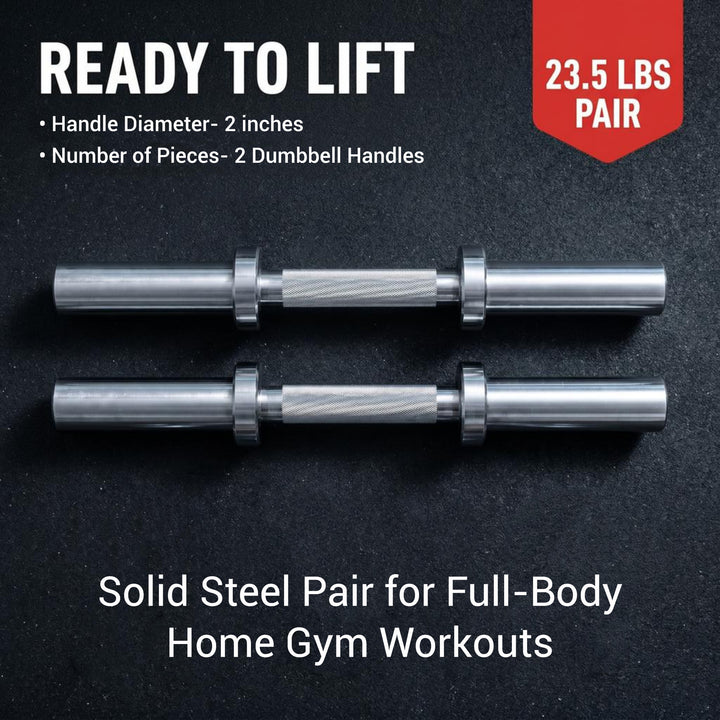 Amber Fight Gear 20 Inch Steel 2 Inch Dumbbell Handles Pair