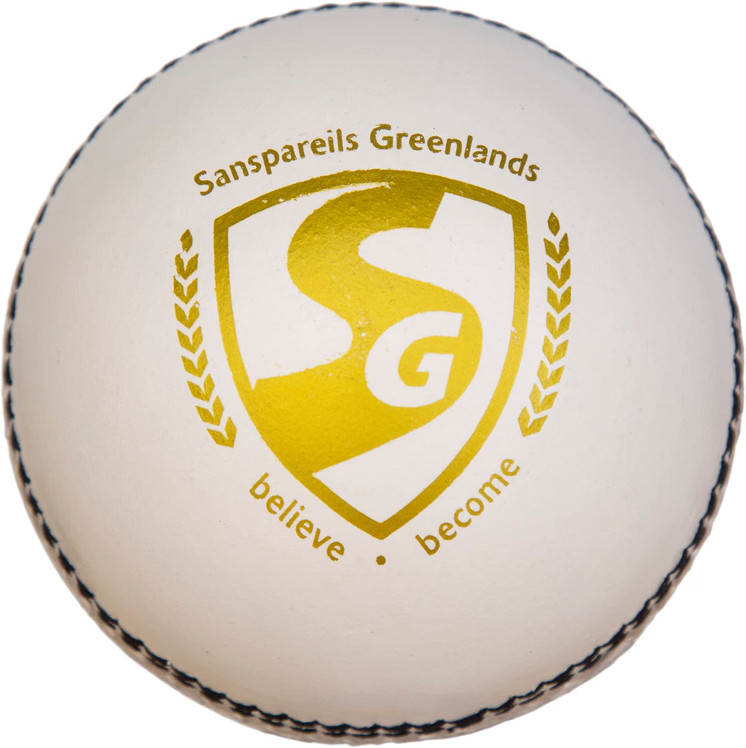 SG Shield 20 Premium Leather Cricket Ball, Grade 2 Core, White &amp; Red