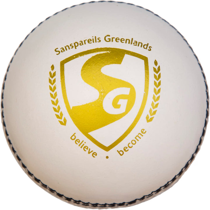 SG Shield 20 Premium Leather Cricket Ball, Grade 2 Core, White &amp; Red