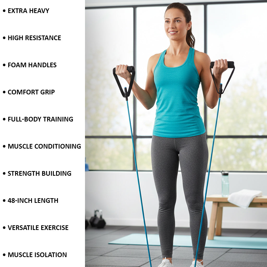CanDo Extra Heavy Resistance Tube with Handles - 48", Black