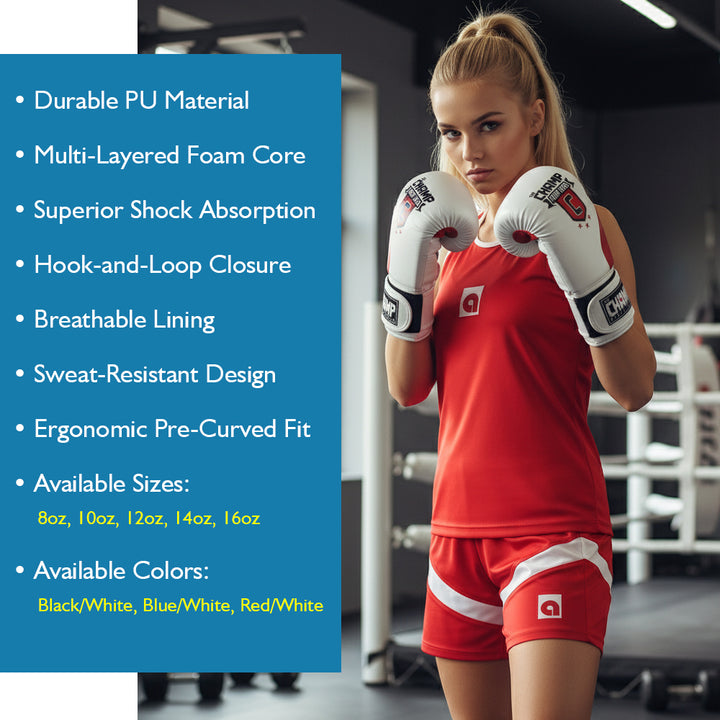 The Champ Fight Gear Alpha Series Boxing Gloves with Wrist Support for Boxing Kickboxing Muay Thai Training or Sparring Punching Bag Mitts