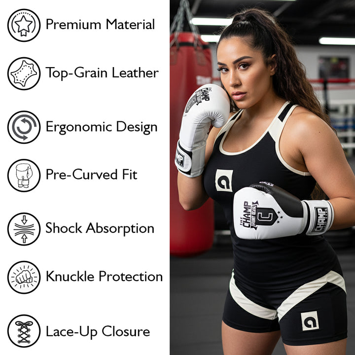 The Champ Fight Gear Alpha Series Boxing Gloves with Wrist Support for Boxing Kickboxing Muay Thai Training or Sparring Punching Bag Mitts