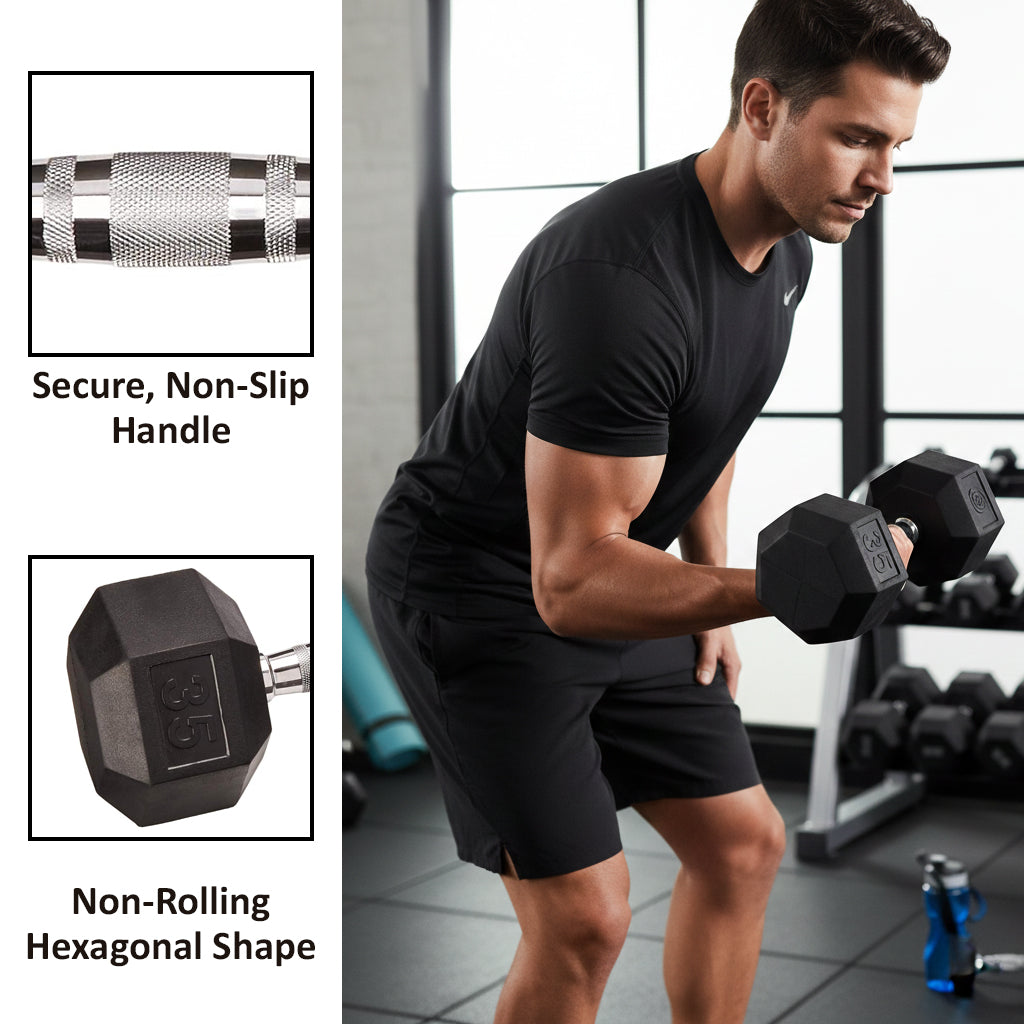 Champion Barbell 40-Pound Solid Hex Dumbbell - Rubber Encased