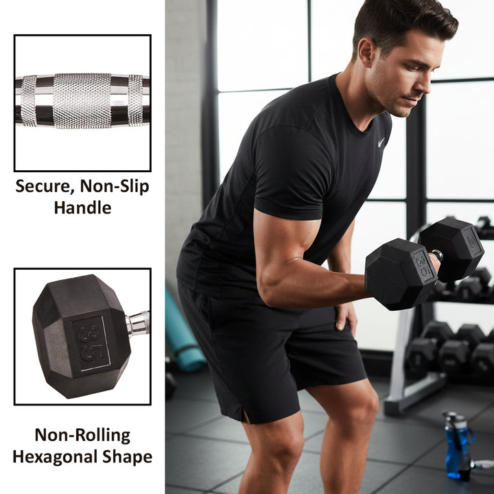 Champion Barbell 40-Pound Solid Hex Dumbbell - Rubber Encased