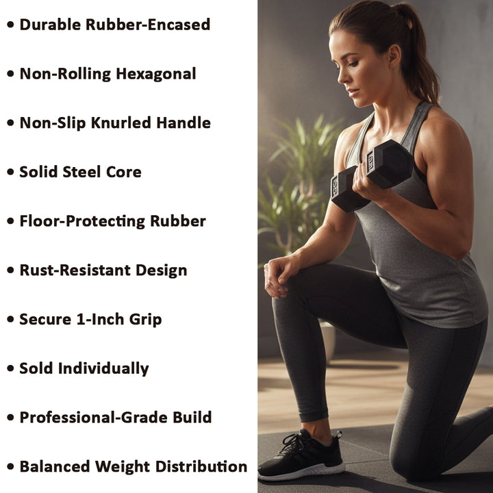 Champion Barbell 40-Pound Solid Hex Dumbbell - Rubber Encased