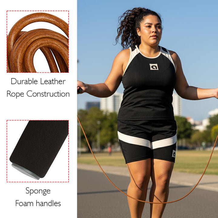Champion Barbell Leather Jump Rope - Ball-Bearing &amp; 9.5 ft.