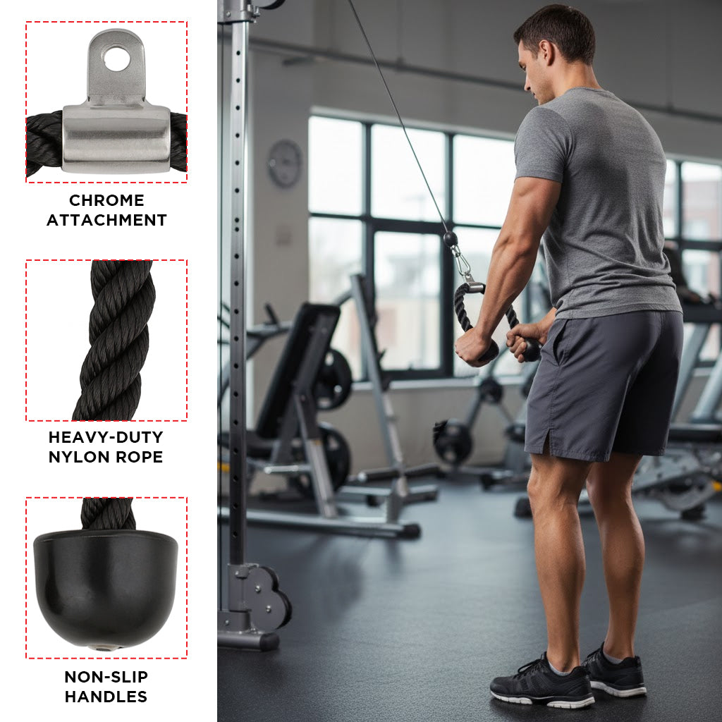 Champion Barbell Triceps Lat Rope - Heavy-Duty Nylon