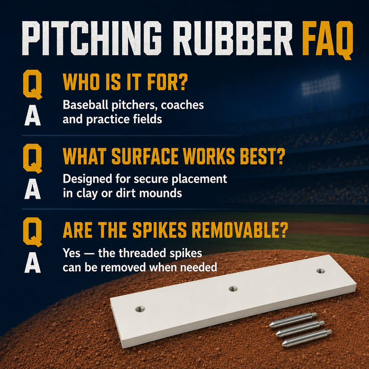Pitching Rubber with Durable UV-Resistant Construction, Official Size 6 x 24 Inches for Baseball - Includes Nickel-Plated Steel Spikes for Secure Ground Attachment