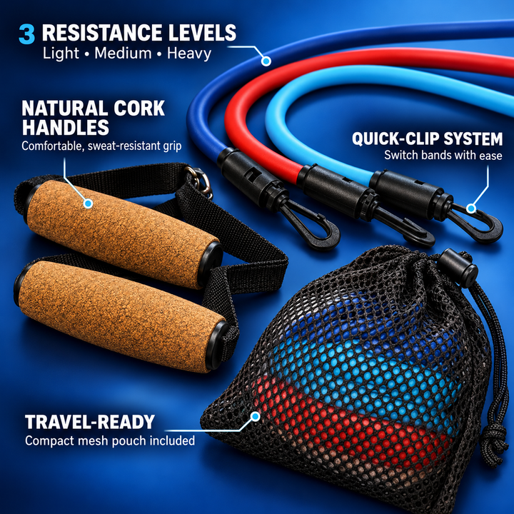 Resistance Band Latex Free: Effective Workout Tool for Fitness Pros - Adjustable, Durable, and Convenient with Travel Pouch