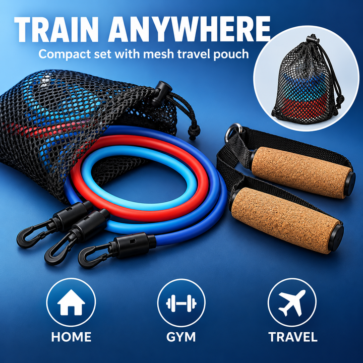 Resistance Band Latex Free: Effective Workout Tool for Fitness Pros - Adjustable, Durable, and Convenient with Travel Pouch