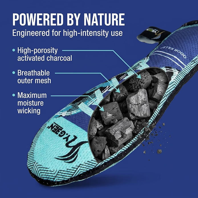 LIVEVIE Activated Charcoal Shoe Deodorizers, Moisture-Wicking, Reusable 2-Pack