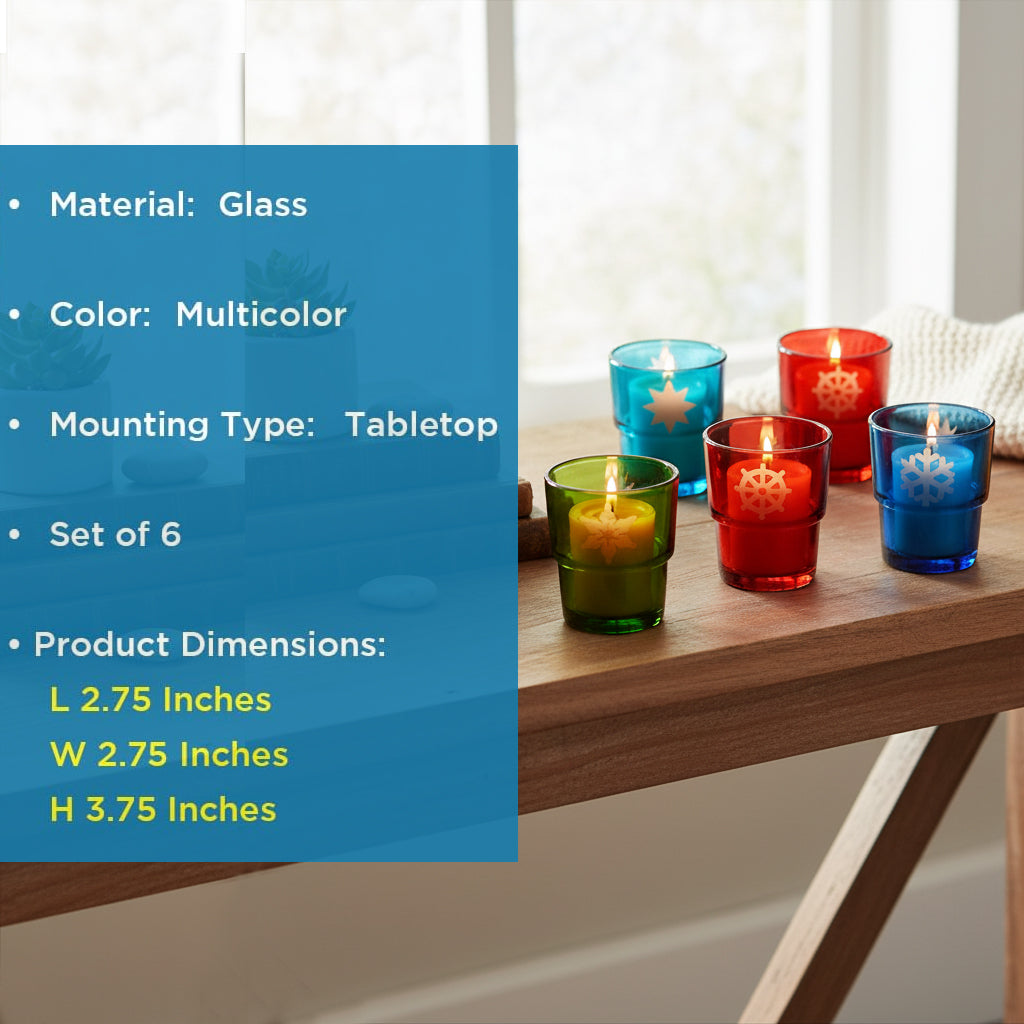 Elegant Glass T-Light or Candle Votive Decorations - Perfect for Weddings, Home Decor, and Parties (Set of 6)