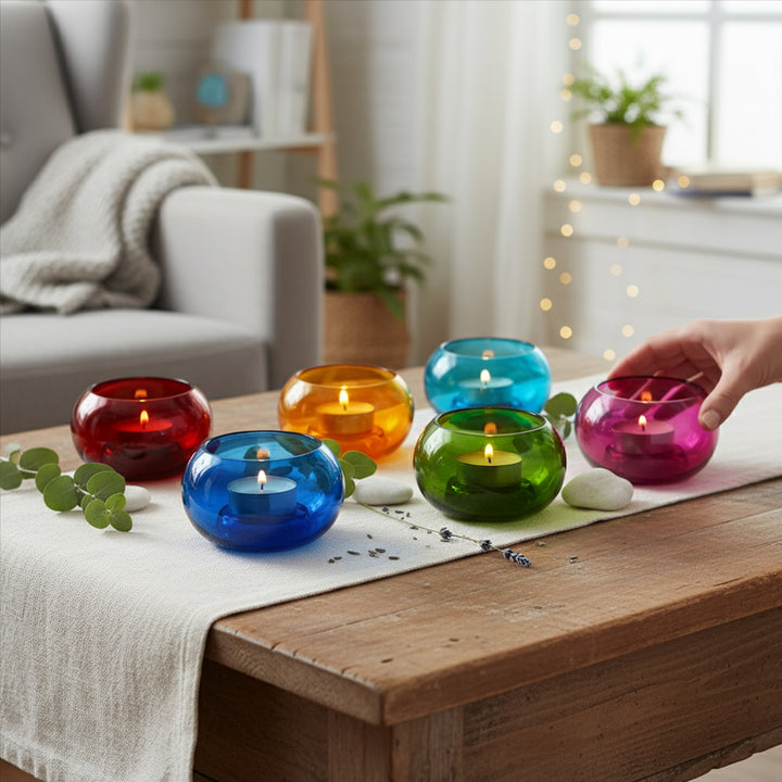 Elegant Glass T-Lite Votive Decorations - Perfect for Weddings, Home D?cor, and Parties (Set of 6)