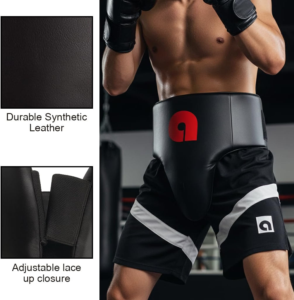 Amber Fight Gear Boxing &amp; MMA Groin Protector with Wrap-Around Abdominal Coverage