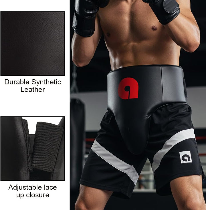 Amber Fight Gear Boxing &amp; MMA Groin Protector with Wrap-Around Abdominal Coverage