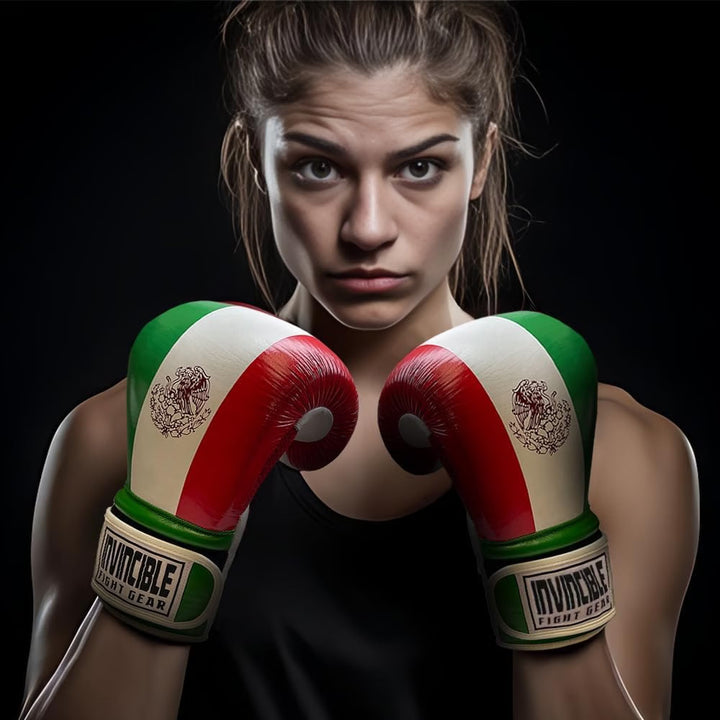 Invincible Fight Gear Leather Hook &amp; Loop Boxing Training Gloves