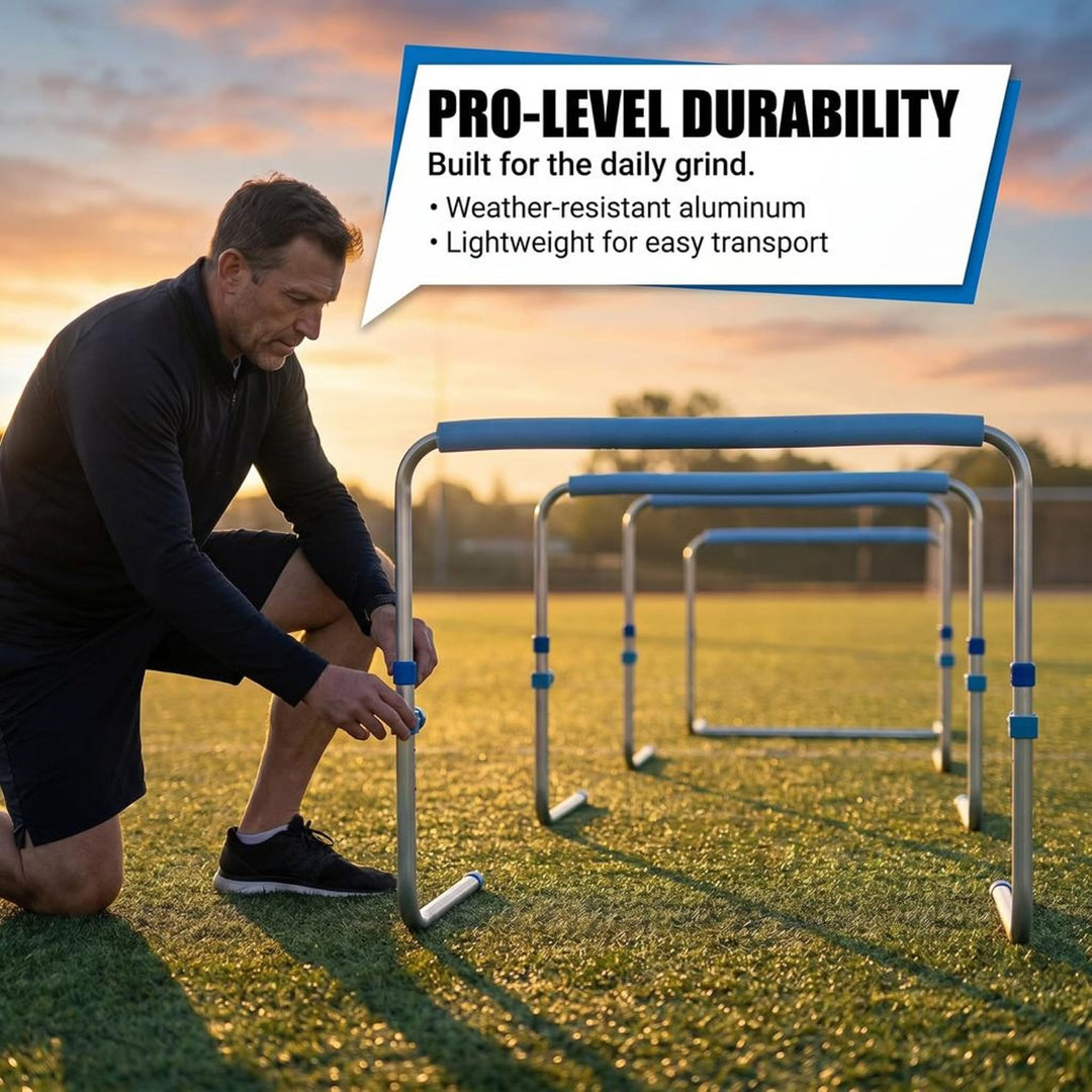 Amber Fight Gear Adjustable Aluminum Training Hurdles, Self-Return, Set of 3