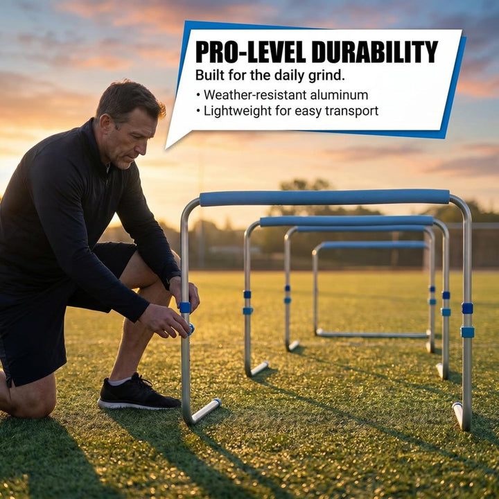 Amber Fight Gear Adjustable Aluminum Training Hurdles, Self-Return, Set of 3