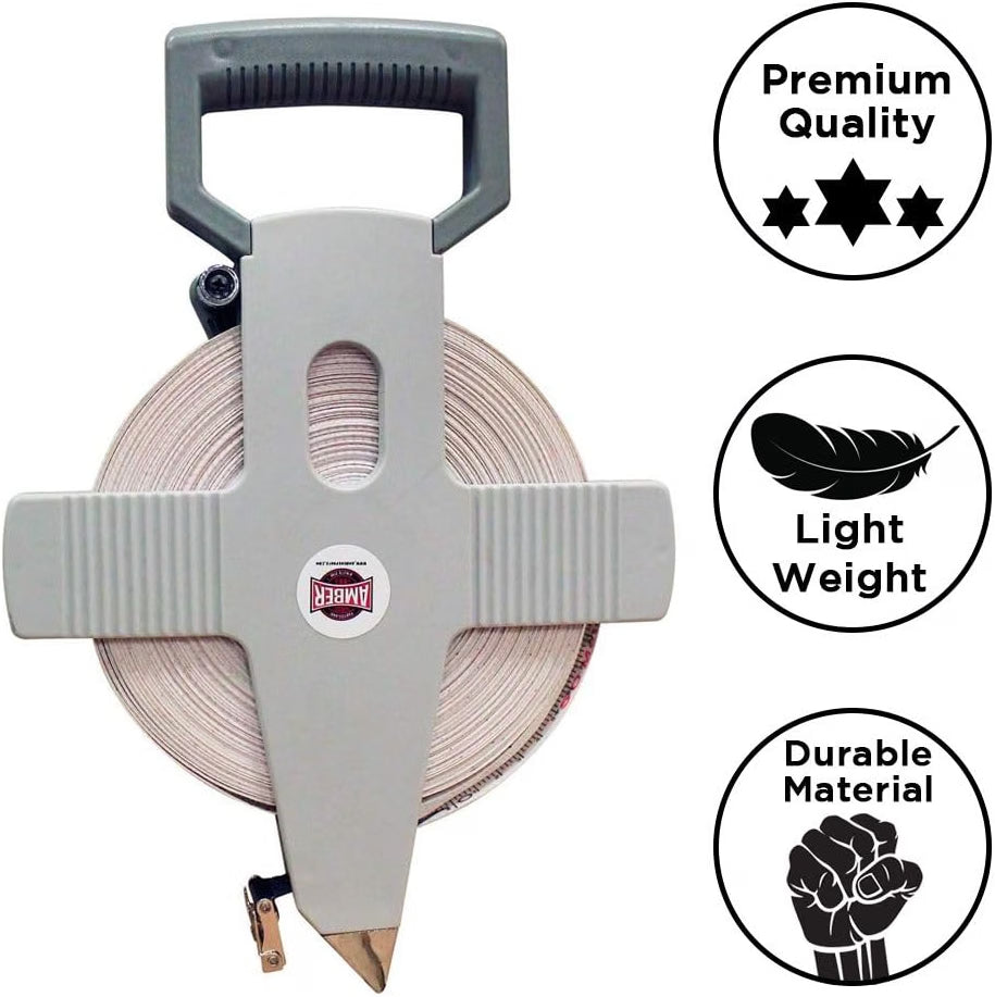 Amber Fight Gear Open Reel Fiberglass Measuring Tape, 100–330 Feet