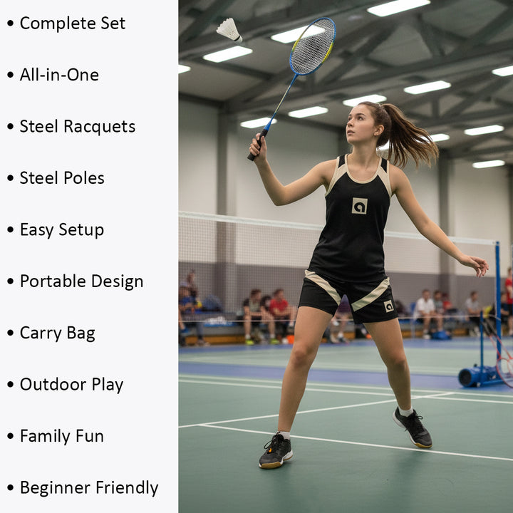 Gamecraft Complete Badminton Set - Portable &amp; All-in-One