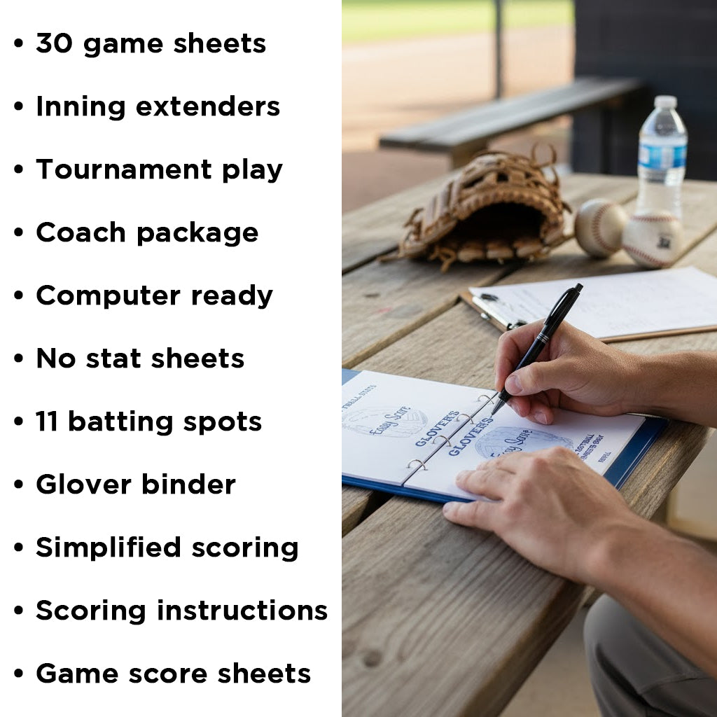 Glovers Baseball/Softball Scoring and Stats Refill - 30 Games